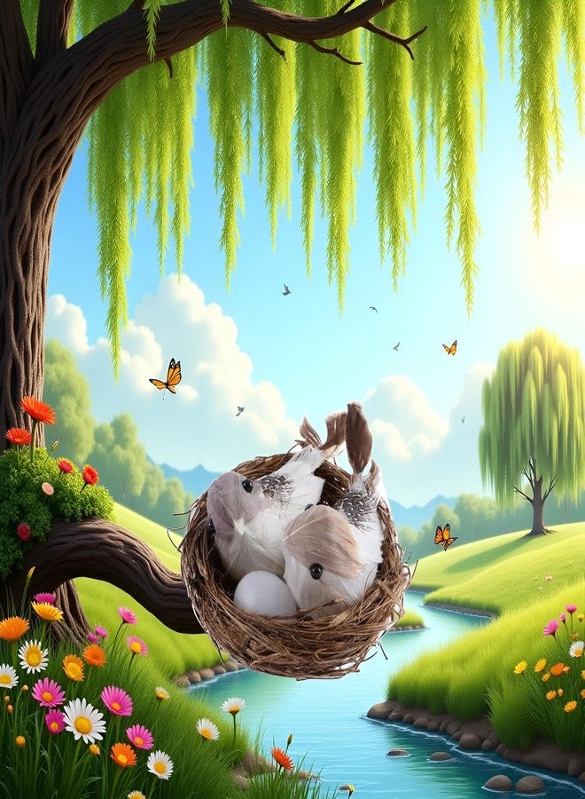 WaigN 1 Set Simulation Bird Nest with Bird and Eggs Decor, Fake Foam Feather Birds, Artificial Birds, for DIY Craft Tree Decoration Artificial Plants and Flowers, Home Decor, Decorations - Image 4